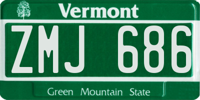 VT license plate ZMJ686