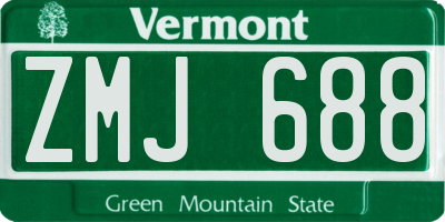 VT license plate ZMJ688
