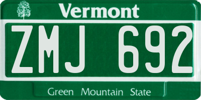 VT license plate ZMJ692