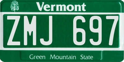 VT license plate ZMJ697