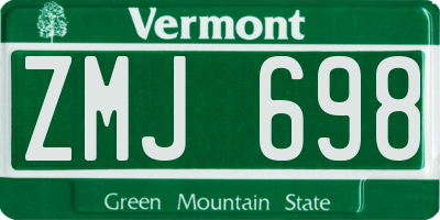 VT license plate ZMJ698