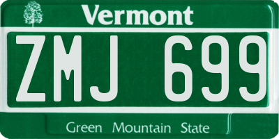 VT license plate ZMJ699