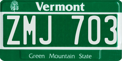 VT license plate ZMJ703