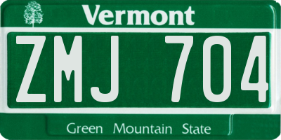 VT license plate ZMJ704