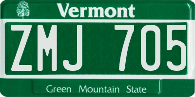 VT license plate ZMJ705