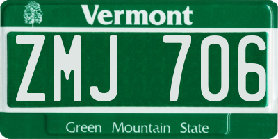 VT license plate ZMJ706