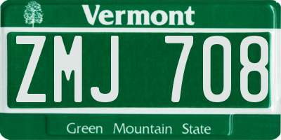 VT license plate ZMJ708