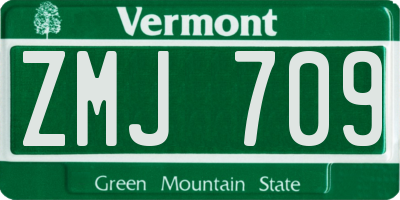 VT license plate ZMJ709