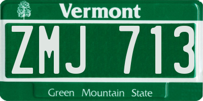 VT license plate ZMJ713