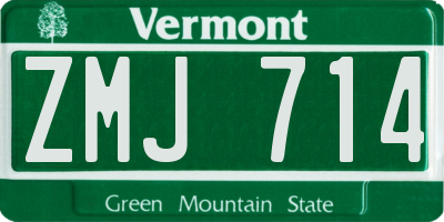 VT license plate ZMJ714