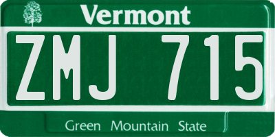 VT license plate ZMJ715