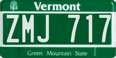 VT license plate ZMJ717