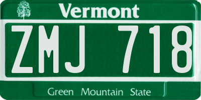 VT license plate ZMJ718