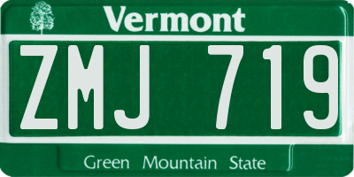 VT license plate ZMJ719