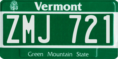 VT license plate ZMJ721