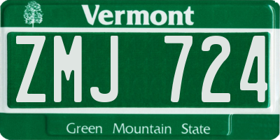 VT license plate ZMJ724