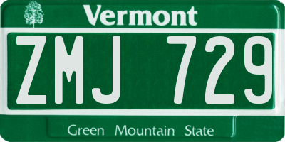 VT license plate ZMJ729