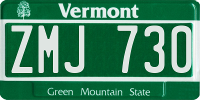 VT license plate ZMJ730