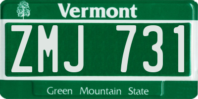 VT license plate ZMJ731