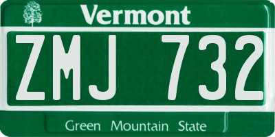 VT license plate ZMJ732