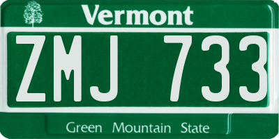 VT license plate ZMJ733