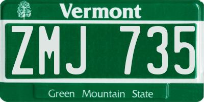 VT license plate ZMJ735