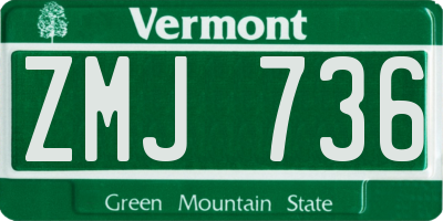 VT license plate ZMJ736