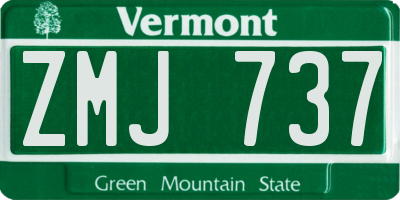VT license plate ZMJ737
