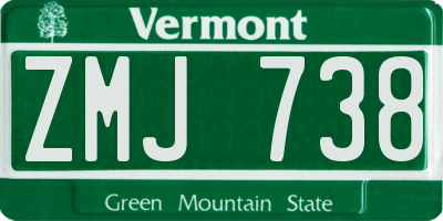VT license plate ZMJ738