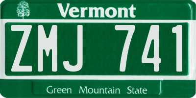 VT license plate ZMJ741