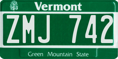 VT license plate ZMJ742