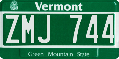VT license plate ZMJ744