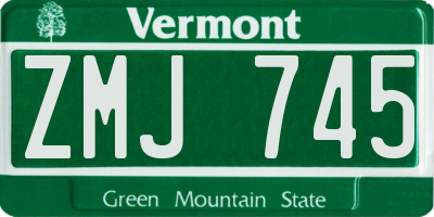 VT license plate ZMJ745