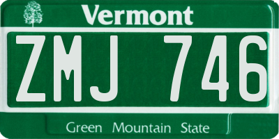 VT license plate ZMJ746