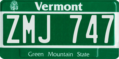 VT license plate ZMJ747