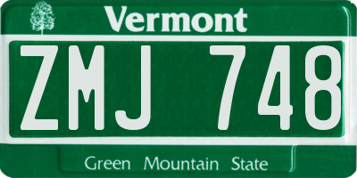 VT license plate ZMJ748