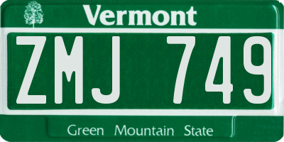 VT license plate ZMJ749