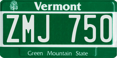VT license plate ZMJ750