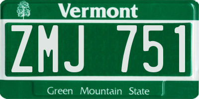 VT license plate ZMJ751