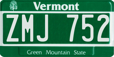 VT license plate ZMJ752