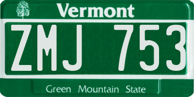 VT license plate ZMJ753