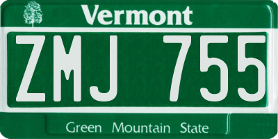 VT license plate ZMJ755