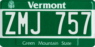 VT license plate ZMJ757