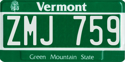 VT license plate ZMJ759