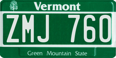 VT license plate ZMJ760