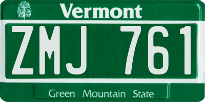 VT license plate ZMJ761