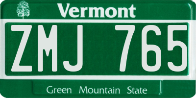 VT license plate ZMJ765