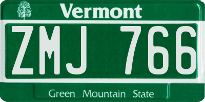 VT license plate ZMJ766