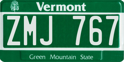 VT license plate ZMJ767
