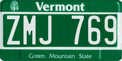VT license plate ZMJ769